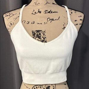 Yogalicious White Ribbed Camisole Top